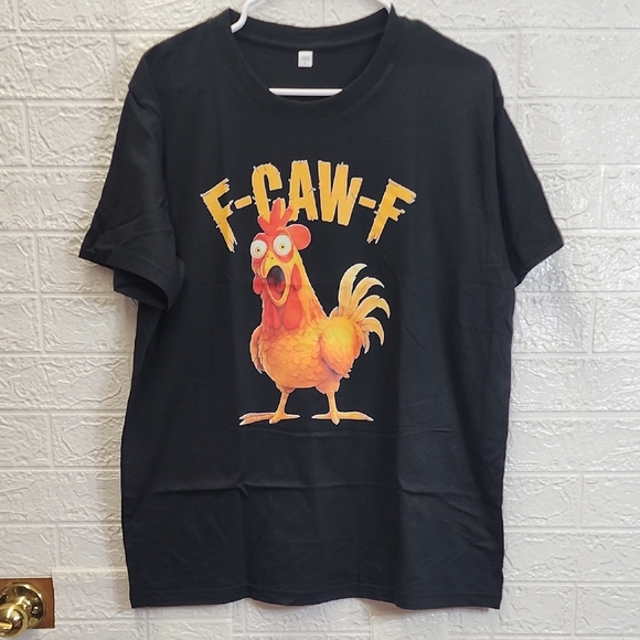 Other - Black Graphic Tee with Funny Chicken Design